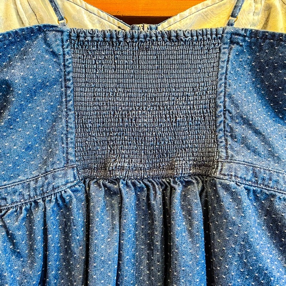 Free People SZ S Polka Dot Denim Baby Doll Dress! - Picture 3 of 9
